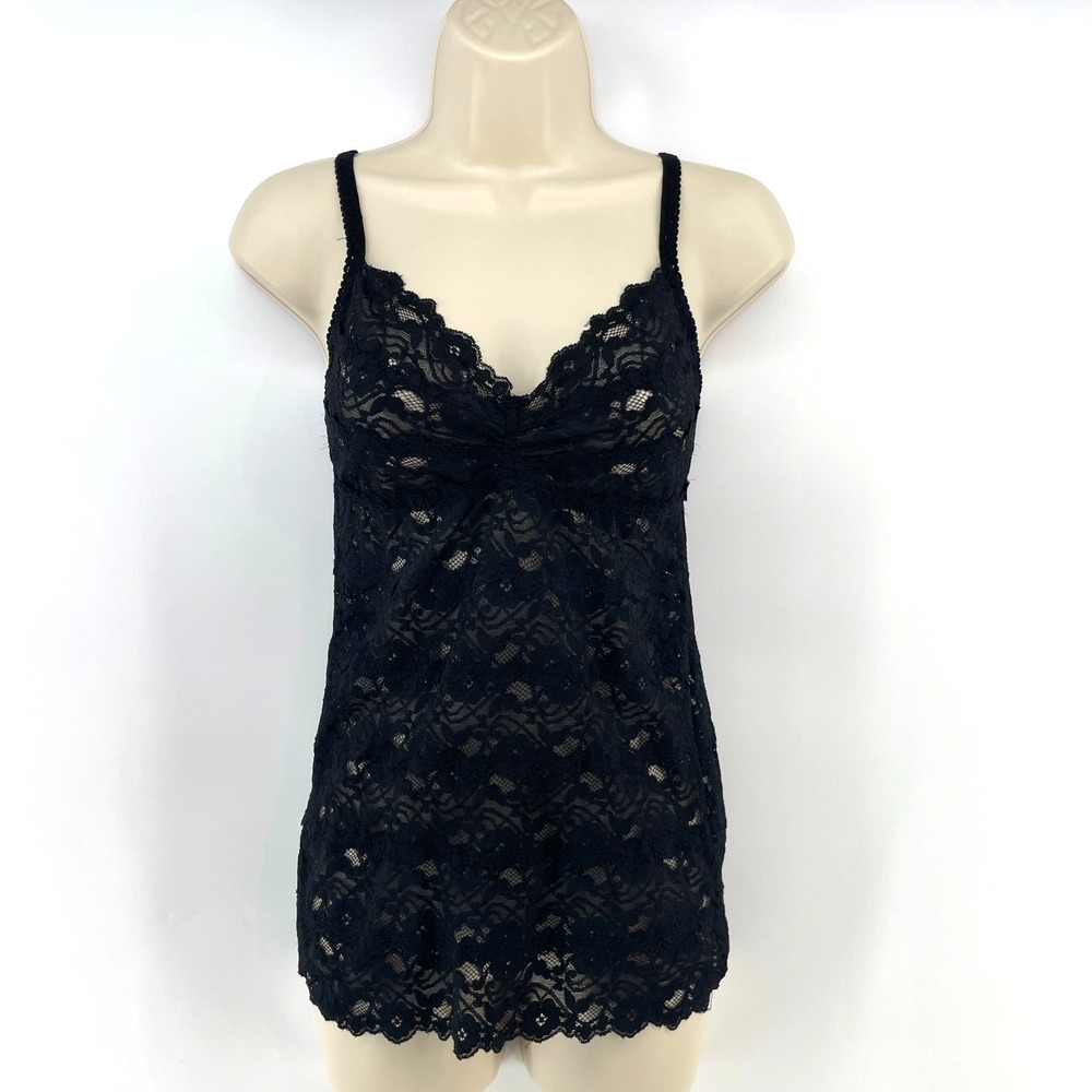 Vintage Babydoll Tank Top M Black Lace Whimsigoth Y2K Fairy Grunge Fitted Sheer